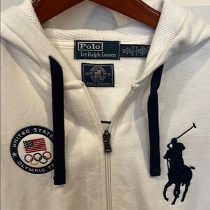 Polo Ralph Lauren White Hoodie with Navy Details M